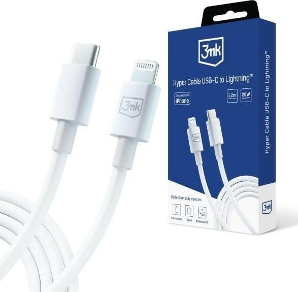Kabel USB 3MK USB-C - Lightning 1.2 m Biały (5903108541190)