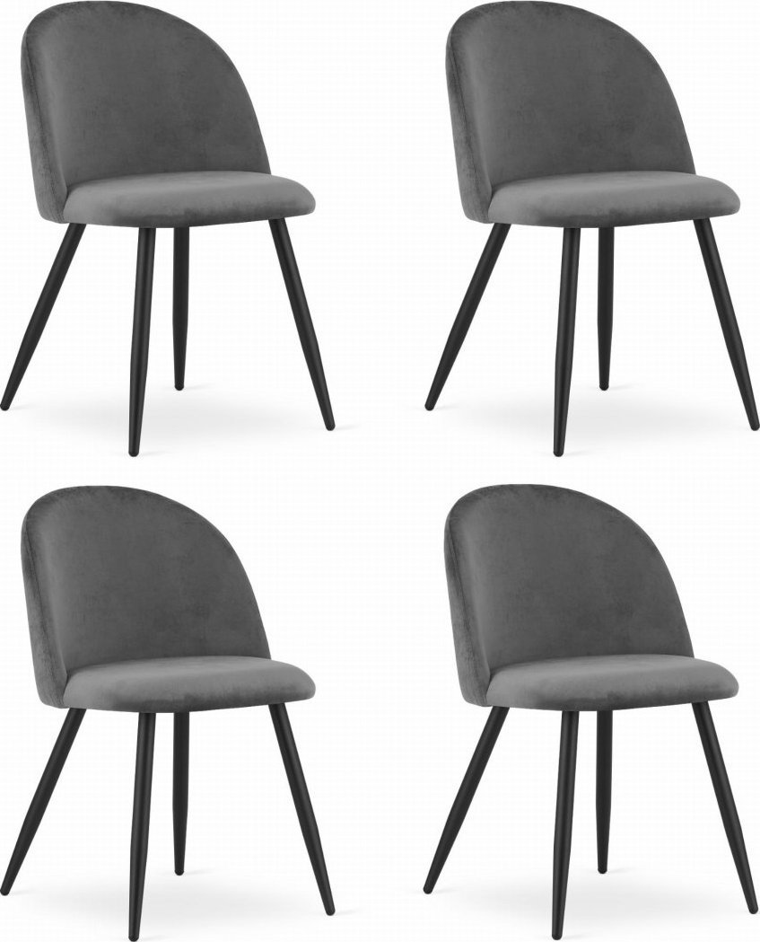 Krzesło BELLO - aksamit ciemnoszare / nogi czarne x 4