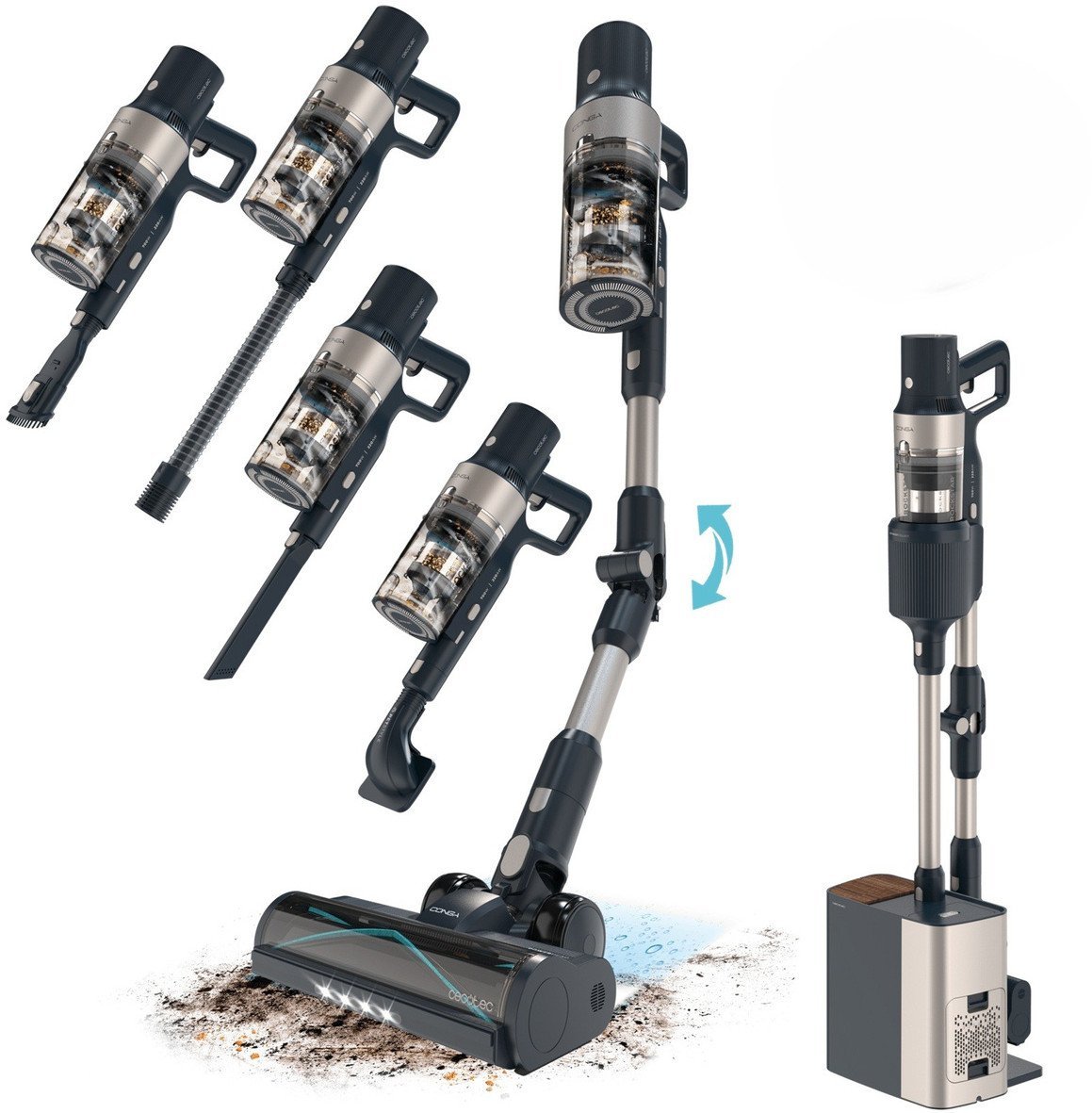 Cecotec Conga Rockstar 5500 Hurricane Station Pet Flex Odkurzacz pionowy ze stacją czyszczącą