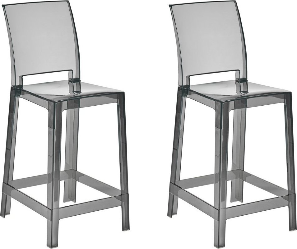 Beliani Zestaw 2 krzeseł barowych przezroczysty czarny WELLINGTON