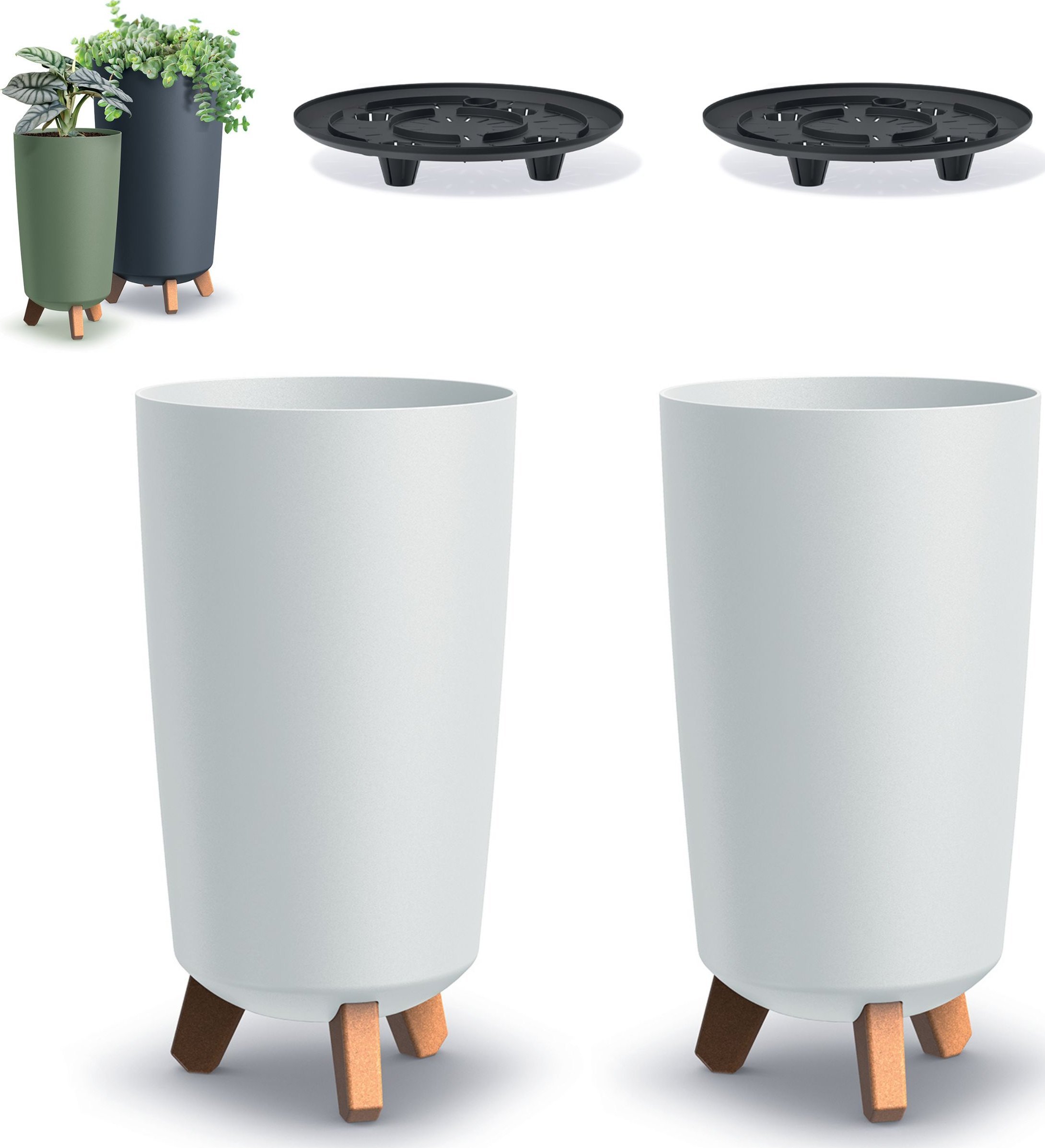 Prosperplast 2x Doniczka okrągła na nóżkach GRACIA TUBUS DGTL240