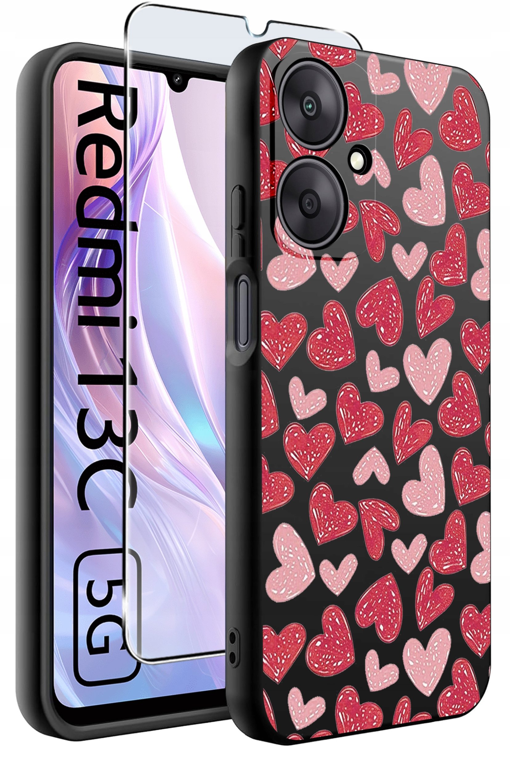 ETUI do Xiaomi Redmi 13C 5G WZORY |SILIKONOWE MATT CASE +SZKŁO HARTOWANE 9H