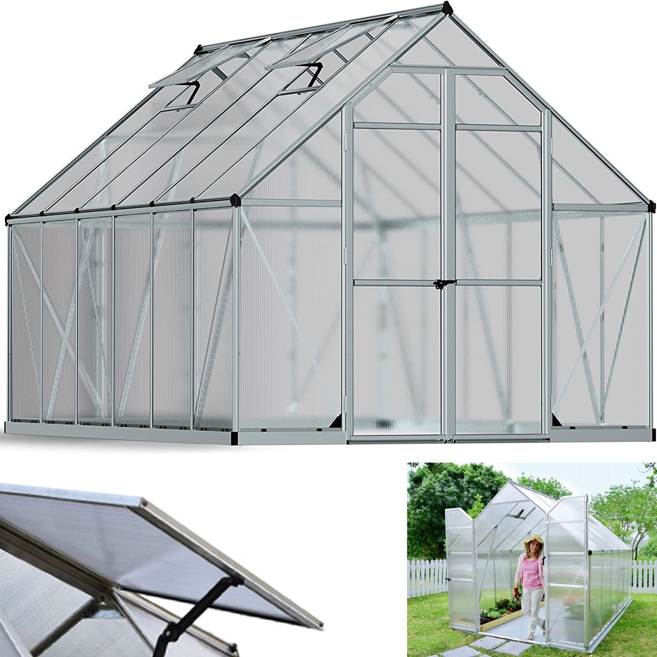 Palram Szklarnia 367 x 244 m x 229 cm ogrodowa mocna duża z poliwęglanu