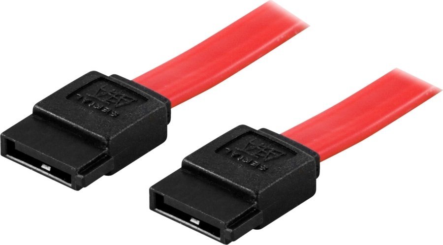 Deltaco SATA/SAS Cable, 0.3m, 0.3 m, SATA/SAS, SATA/SAS, Male/Male, Black, Red