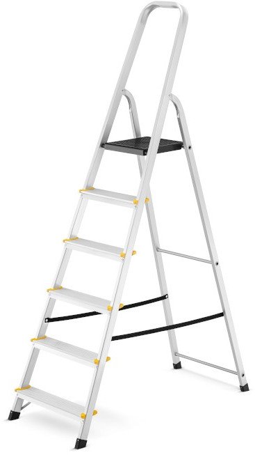 Drabina aluminiowa, 6 stopni, wytrzymałość 150 kg I-1916