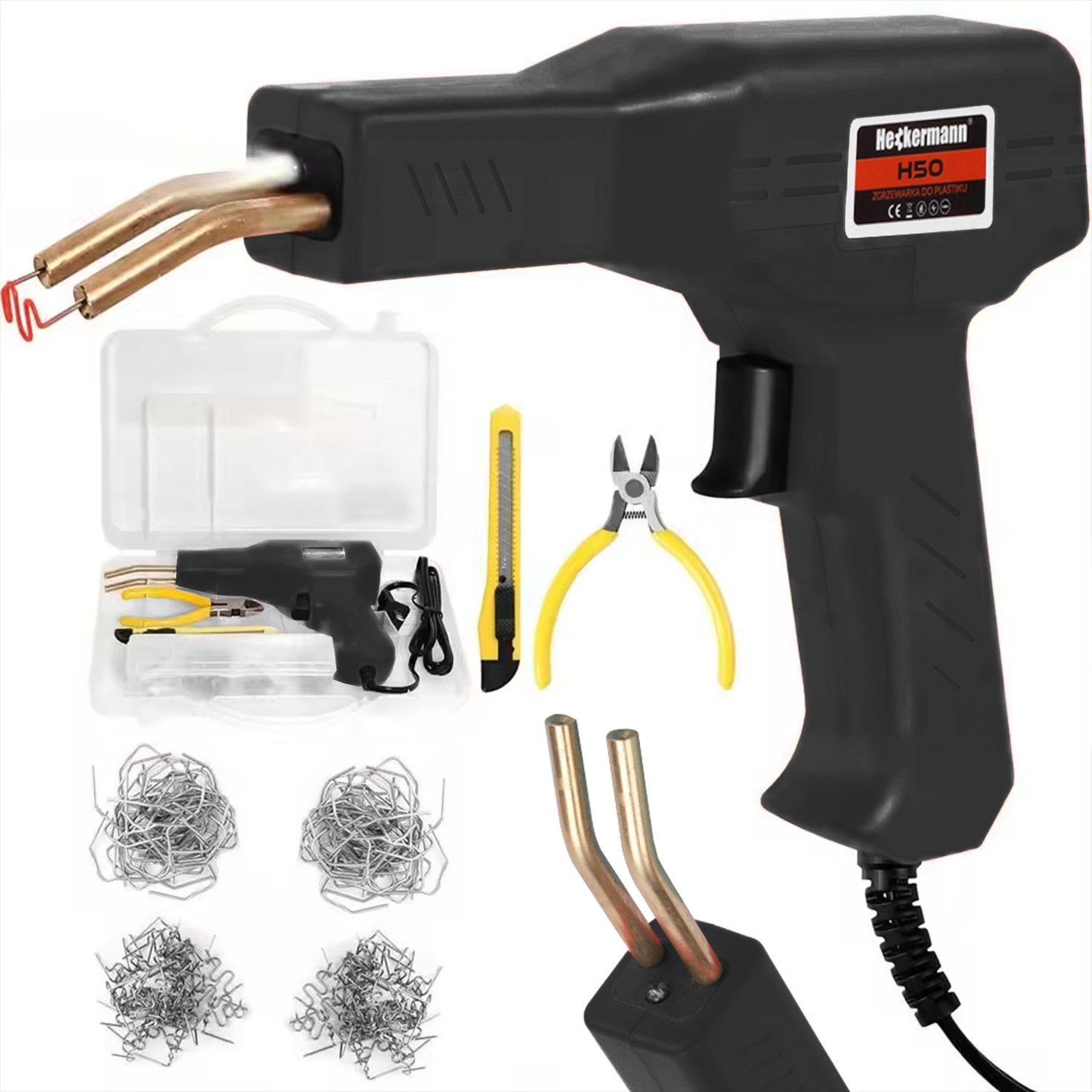 Spawarka, zgrzewarka do plastiku Heckermann X50 Czarna Zszywarka + 200 zszywek