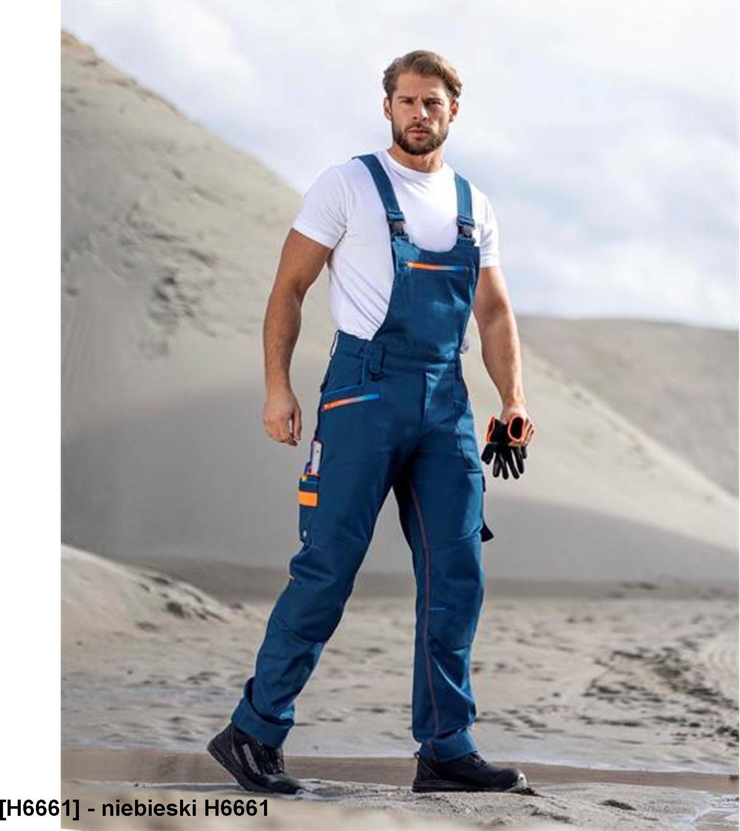 Ardon ARDON CREATRON - męskie spodnie ogrodniczki strecz bawełniana strefa kolan wzmacniana kieszenie nakolanniki ADNAdaptBelt - niebieski H6661 62