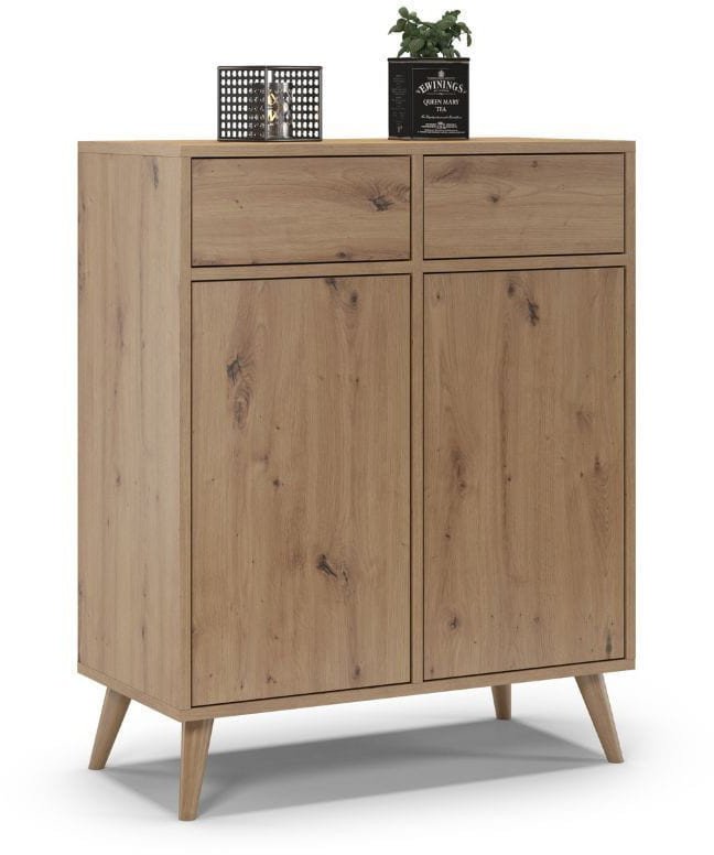 Komoda na nóżkach do sypialni, SKAND, 80x40x100 cm, dąb, mat | TYLETEGOTU