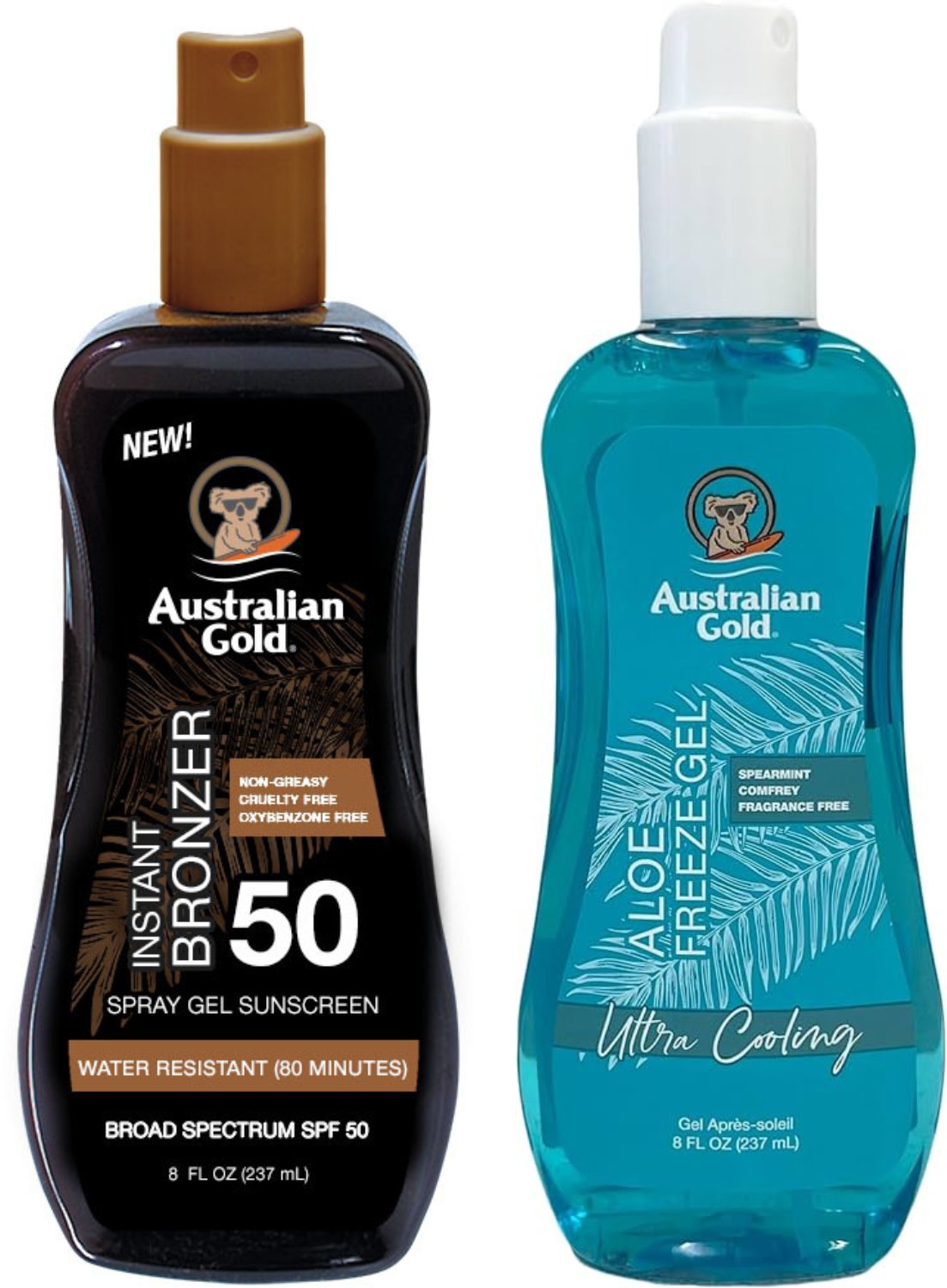 Australian Gold Żel W Sprayu Z Bronzerem SPF50 + Aloe Freeze Gel