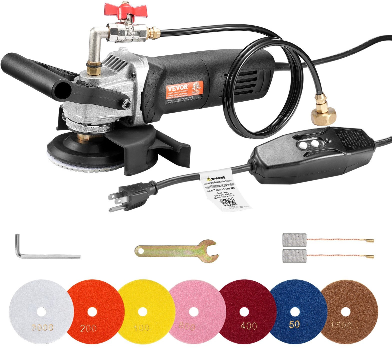 Polerka Szlifierka na Mokro z 6 Prędkościami - Komplet 7 Tarcz 800W