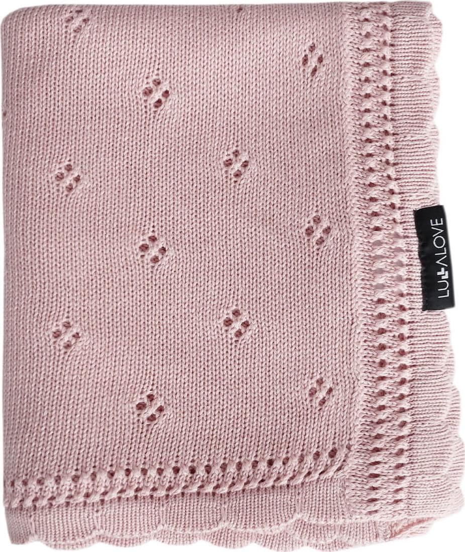 LullaLove Kocyk niemowlęcy ażurowy Daisy Pudrowy róż Lullalove