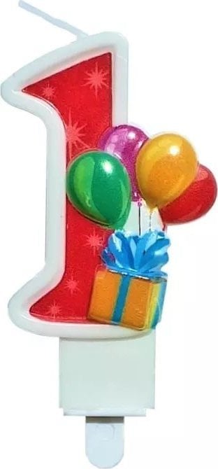 MK TRADE Świeczka cyfra 1 z balonami