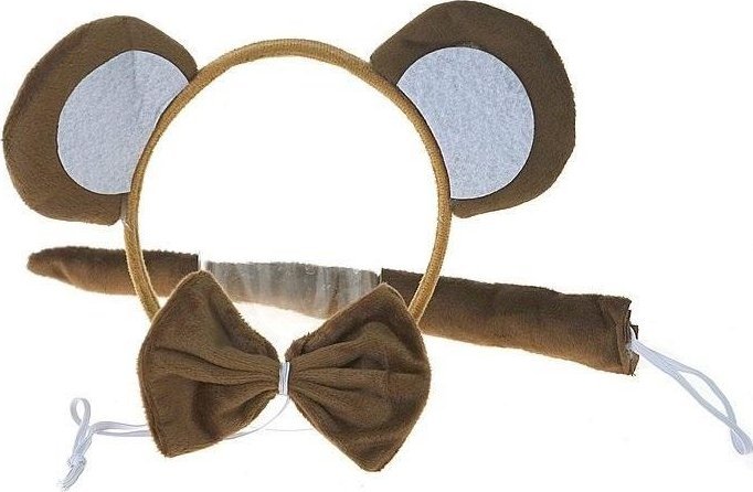 Opaska uszy małpki pluszowe z ogonkiem