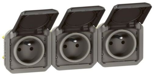 NOWE PLEXO 55 Gniazdo 3x2P+Z poziome komplet mechanizm 16A - 250V AC antracyt 069844L