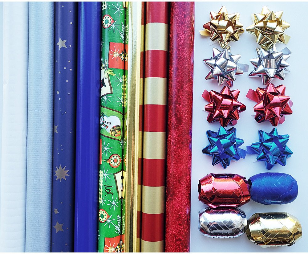 Zestaw do pakowania prezentów 57cmx2m 8szt ZST43