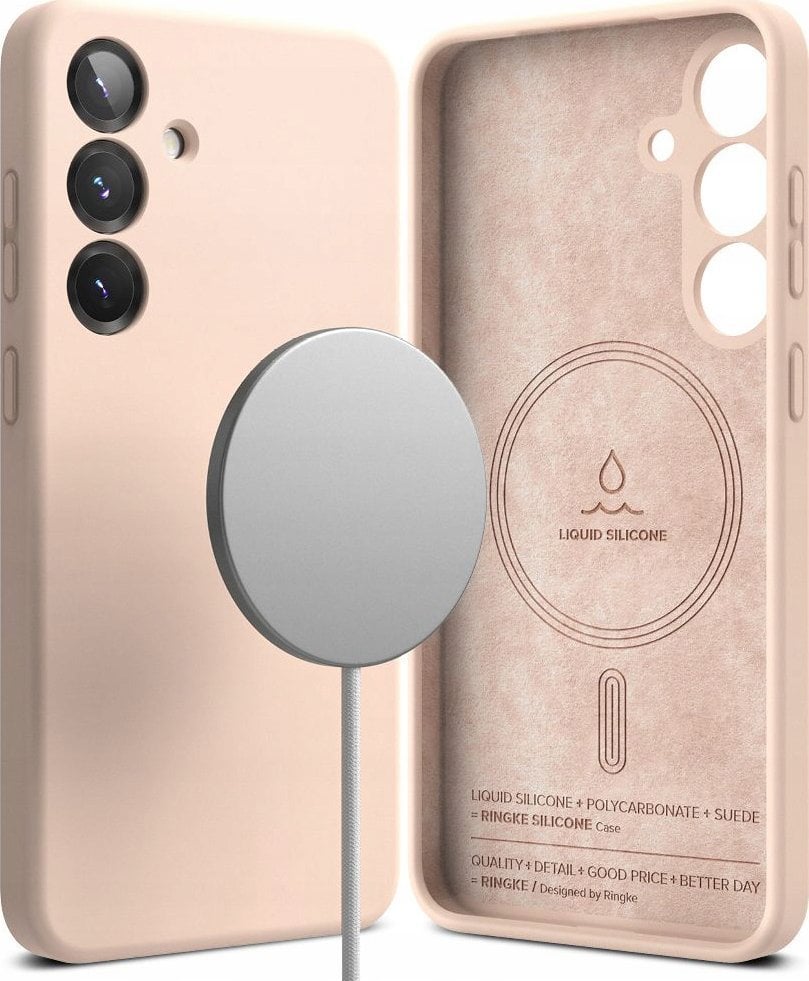Etui Ringke Silicone Magnetic MagSafe Samsung Galaxy S25 Pink Sand