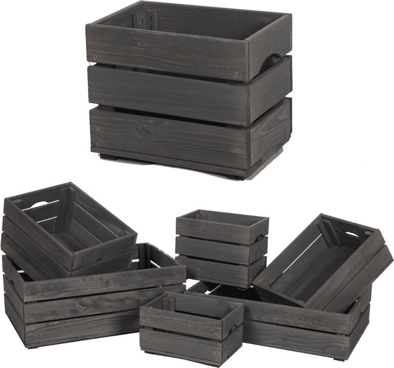 Wamar-Sosenka Drewniana Skrzyneczka 22x30x20 cm Szara Olejowana Szlifowana Drewno sosnowe 12 litrów / Wamar-Sosenka