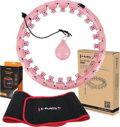 Zestaw hula hop z wypustkami i obciążnikiem HMS hhw01 różowe pas wyszczuplający br163 czerwony