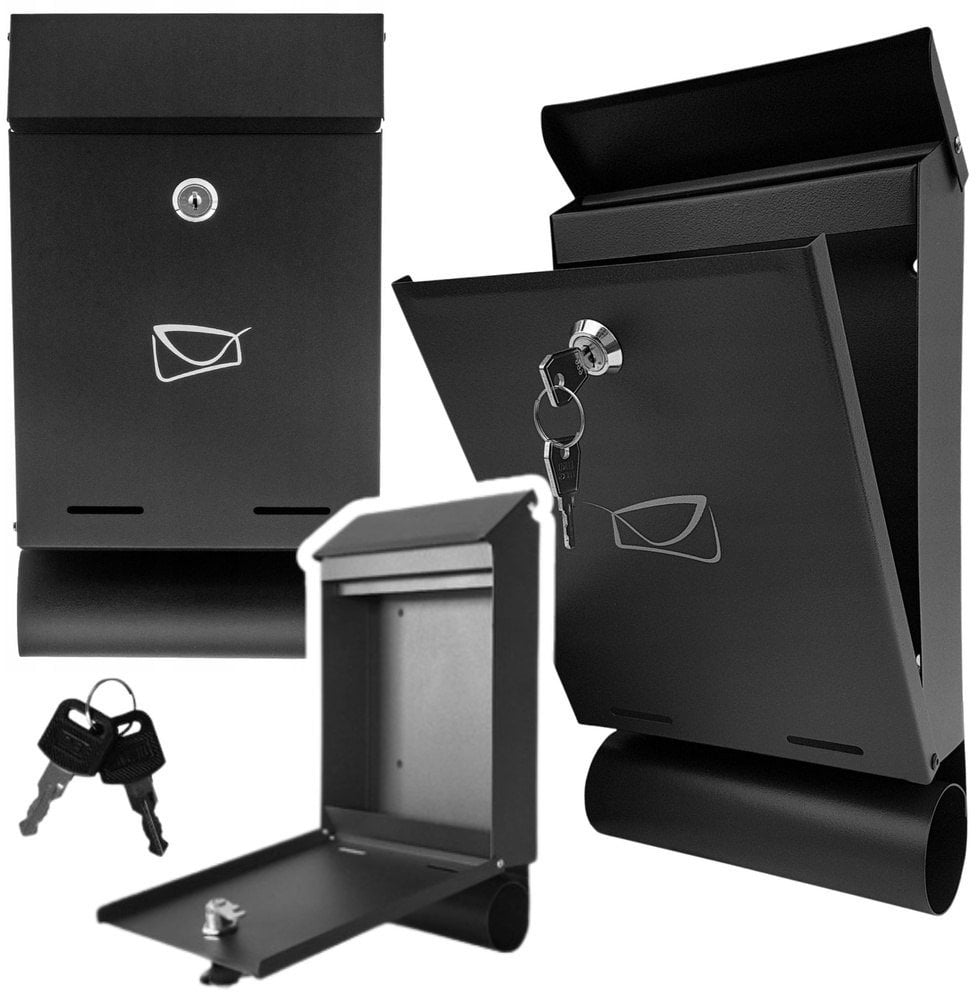 Skrzynka Pocztowa Na Listy Gazety Stal Ocynkowana Czarna 32,5x22,5x9,5cm