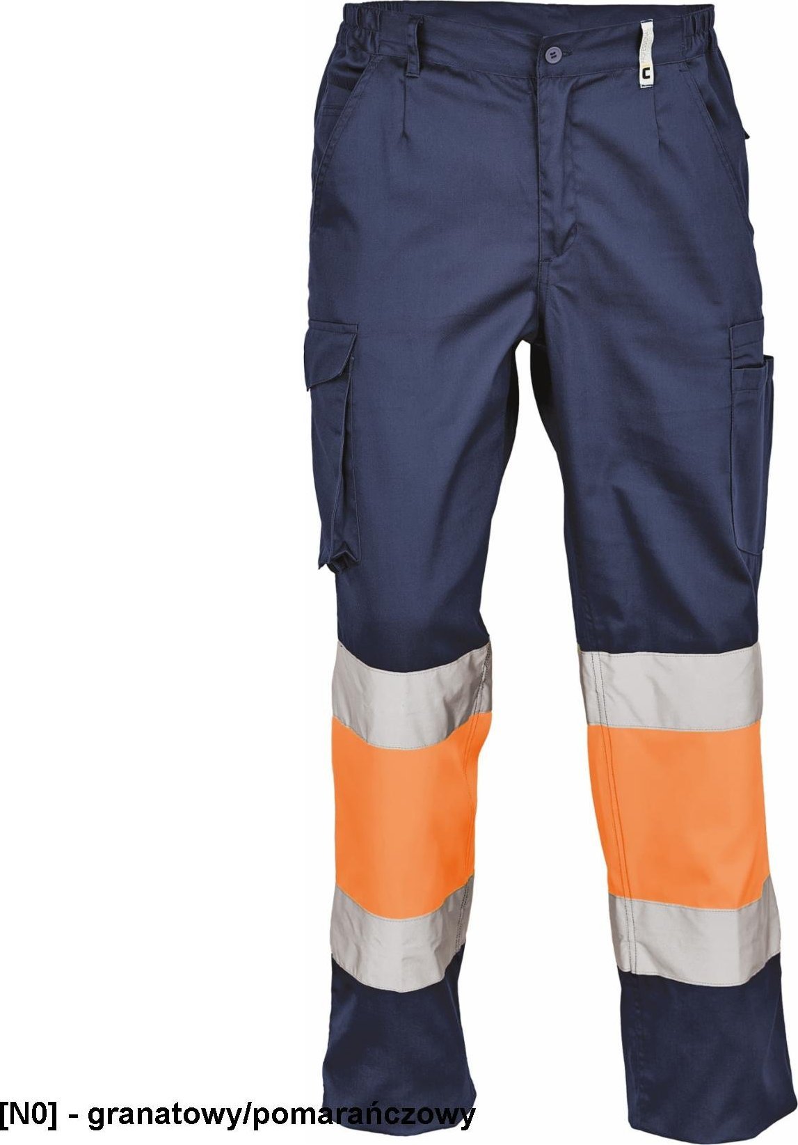 CERVA BILBAO HV spodnie robocze łączone z częścią Hi-Vis i taśmami odblaskowymi - granatowy/pomarańczowy 46
