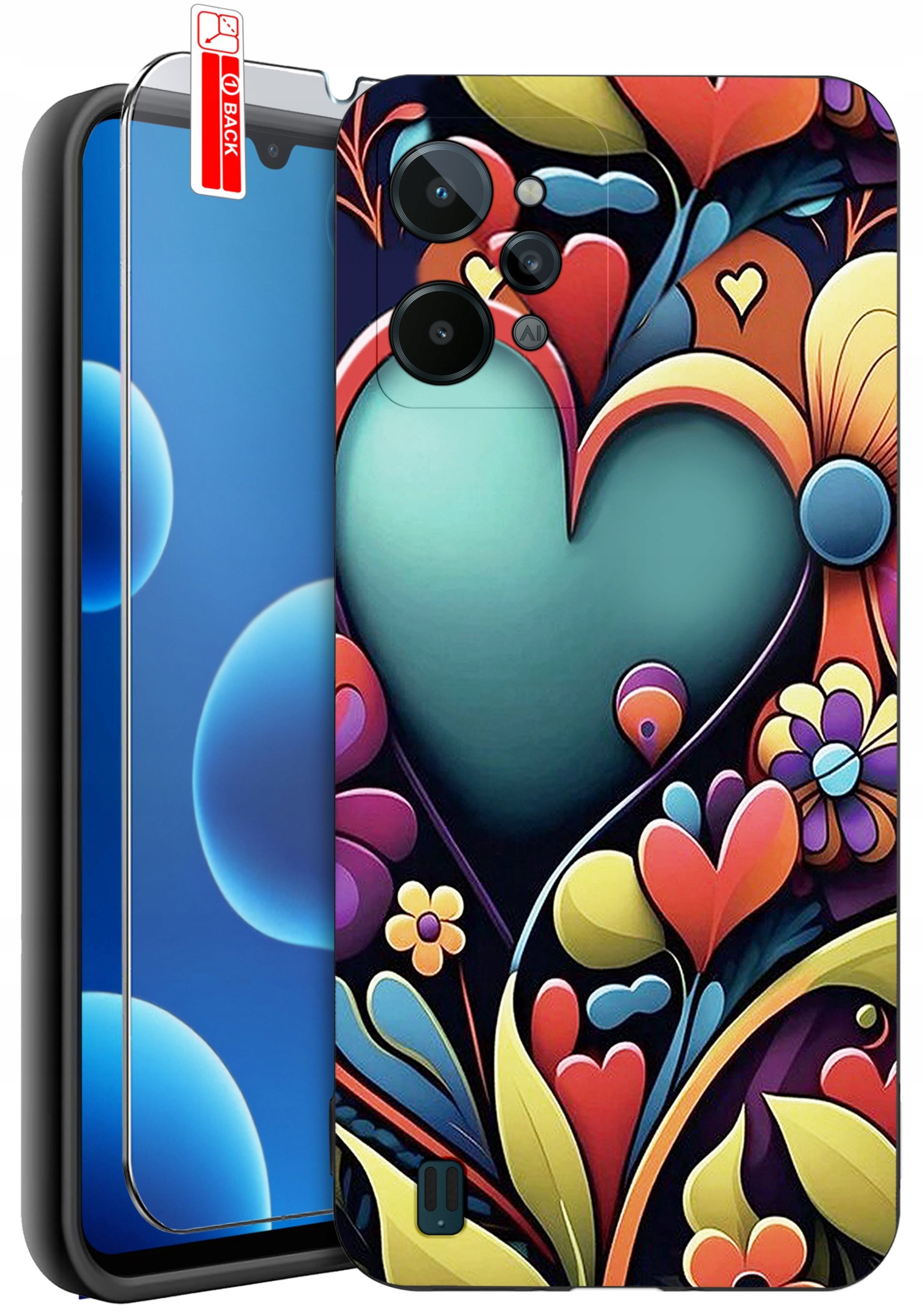 ETUI do Realme C31| WZORY | SILIKONOWE MATT CASE + SZKŁO 9H