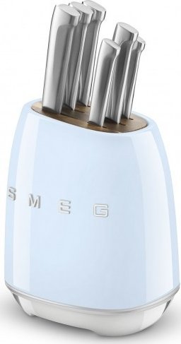 Blok z zestawem 6 nozy Smeg KBSF02BP Błękitny