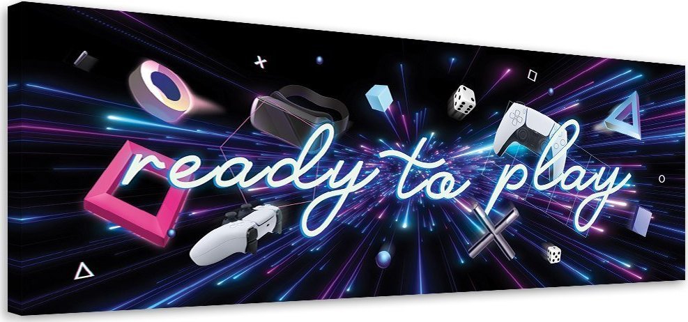 Feeby Obraz na płótnie, Napis ready to play - 150x50