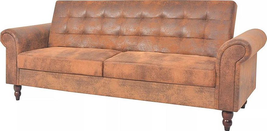 Elior Rozkładana pikowana brązowa sofa - Image