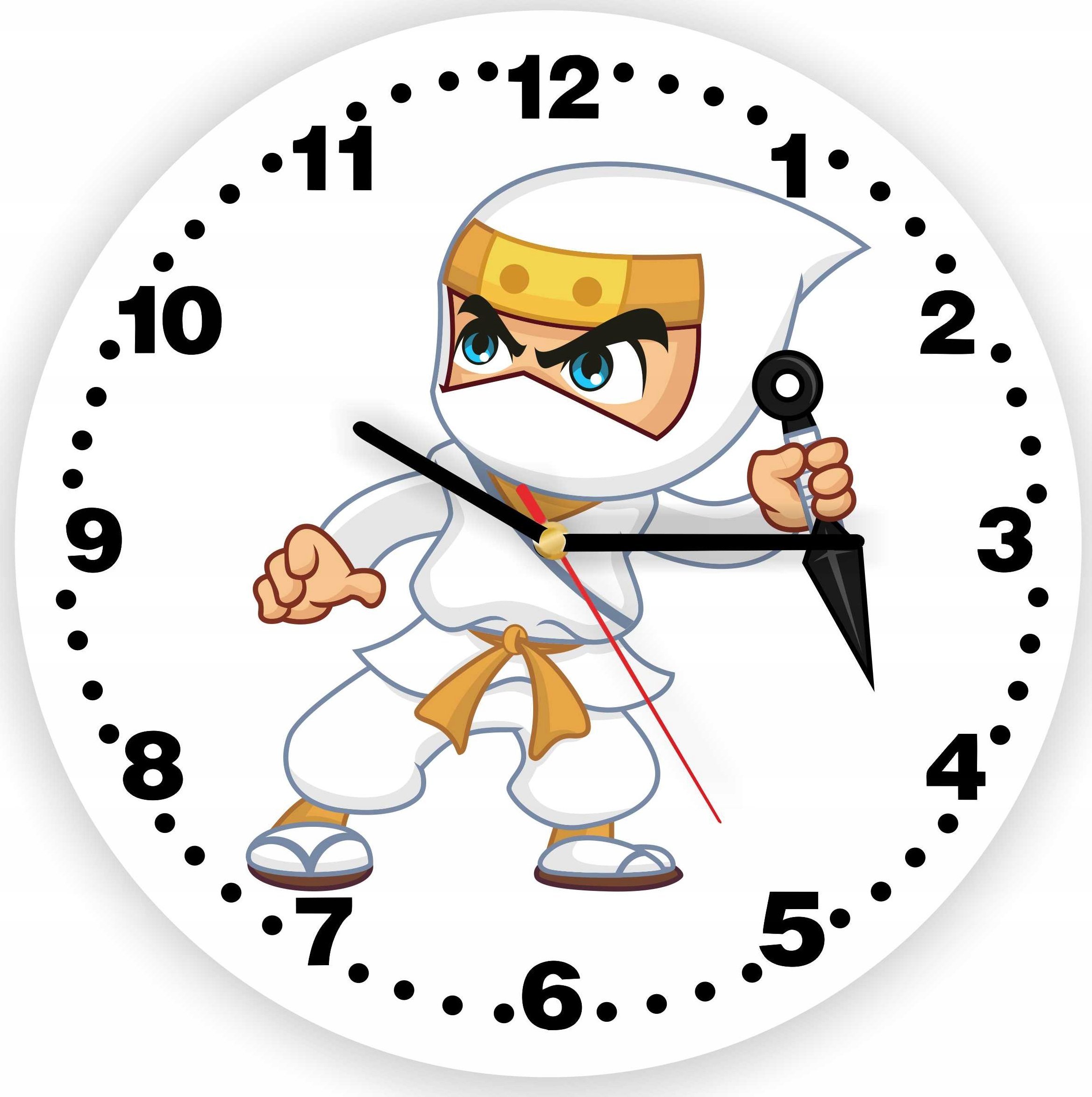 naSciane Zegar ścienny biały NINJA wojownik na prezent