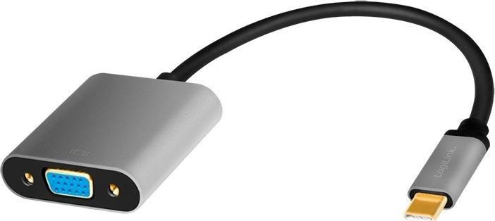 Adapter USB LogiLink USB-C - VGA Szary (1_814088)