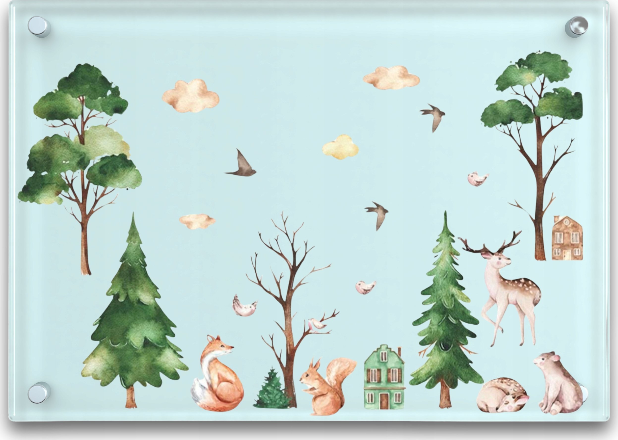 Iteams4Now Naklejki na ścianę las zwierząta leśne na szafę meble szybę lustro dla dzieci
