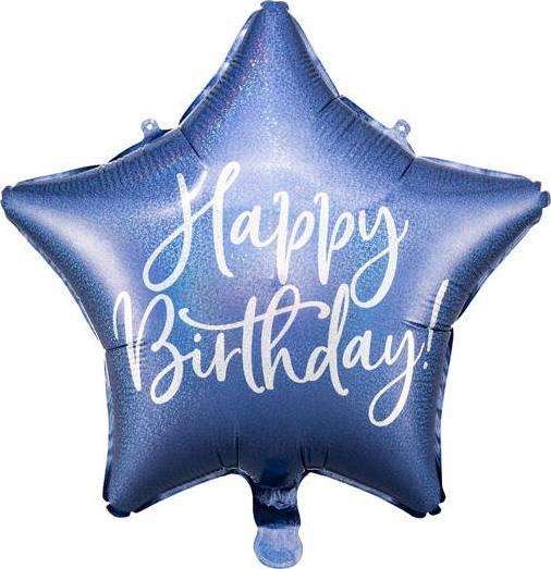 Party Deco Balon foliowy Happy Birthday, 40cm, granat