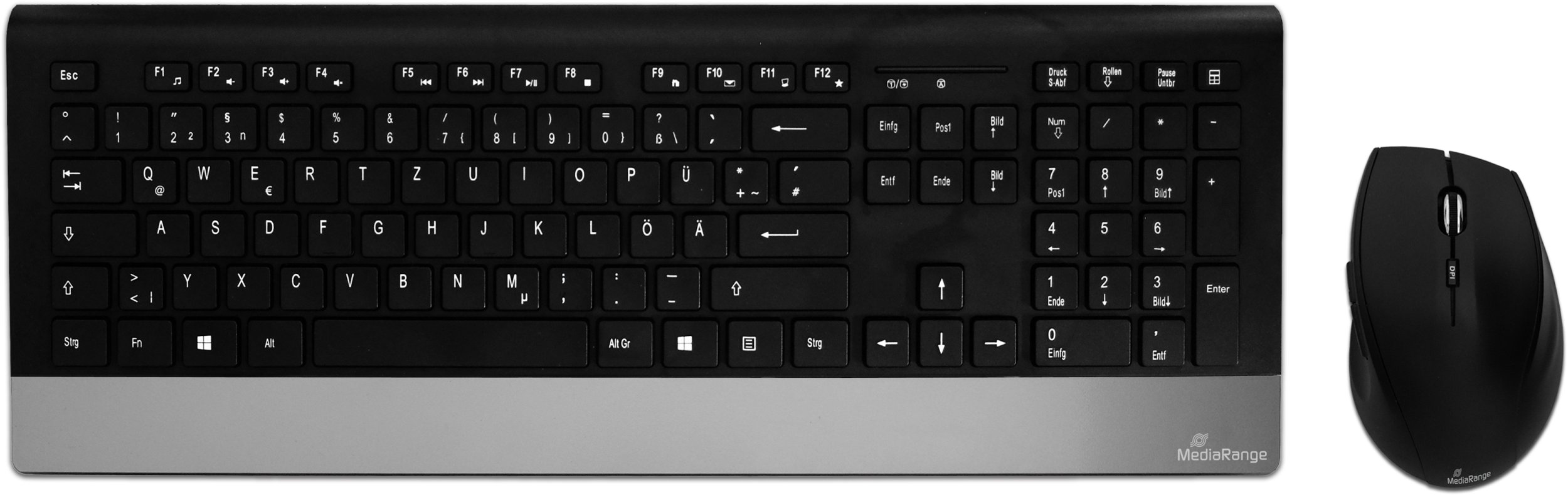 Klawiatura + mysz MediaRange Zestaw klawiatury bezprzewodowej i myszy QWERTY GR