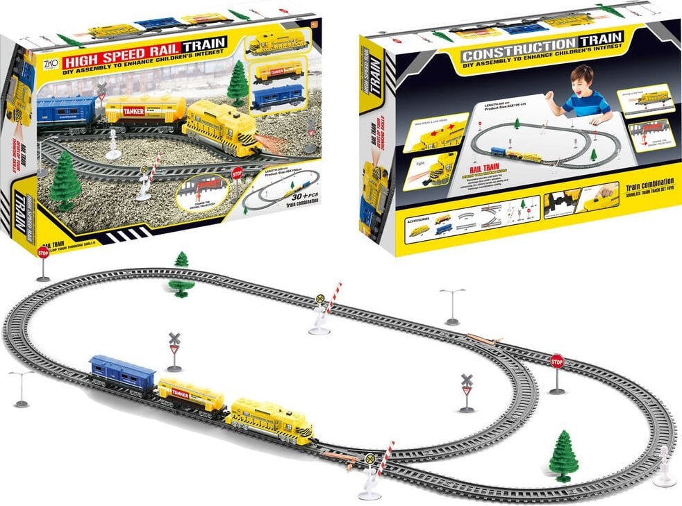 LeanToys Duża Kolejka Elektryczna Pociąg Tory Wagony Światło LEAN Toys