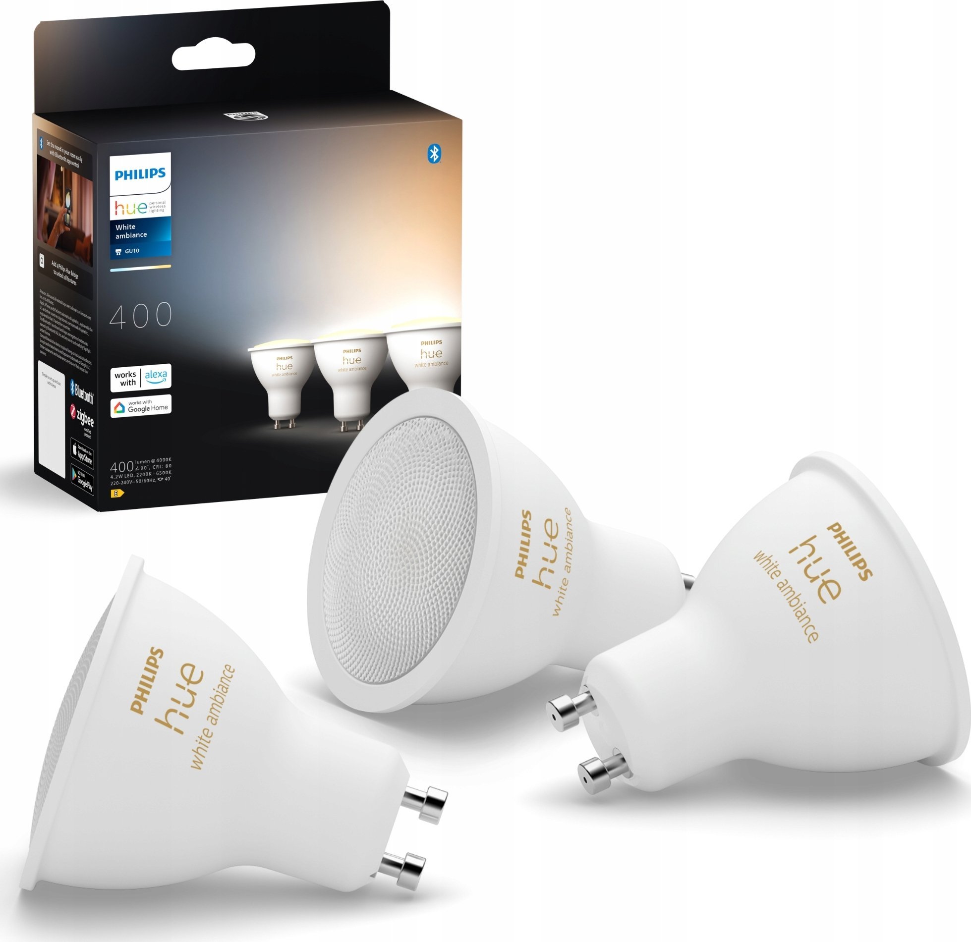 Signify Philips Hue White Ambiance GU10 Dreierpack 3x350lm*