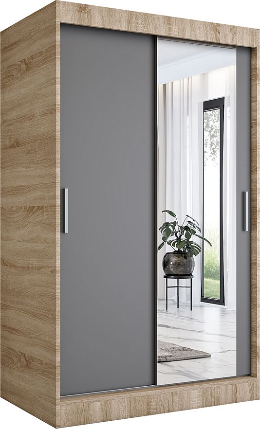 Elior Garderoba przesuwna z lustrem dąb sonoma + antracyt - Palmira 3X