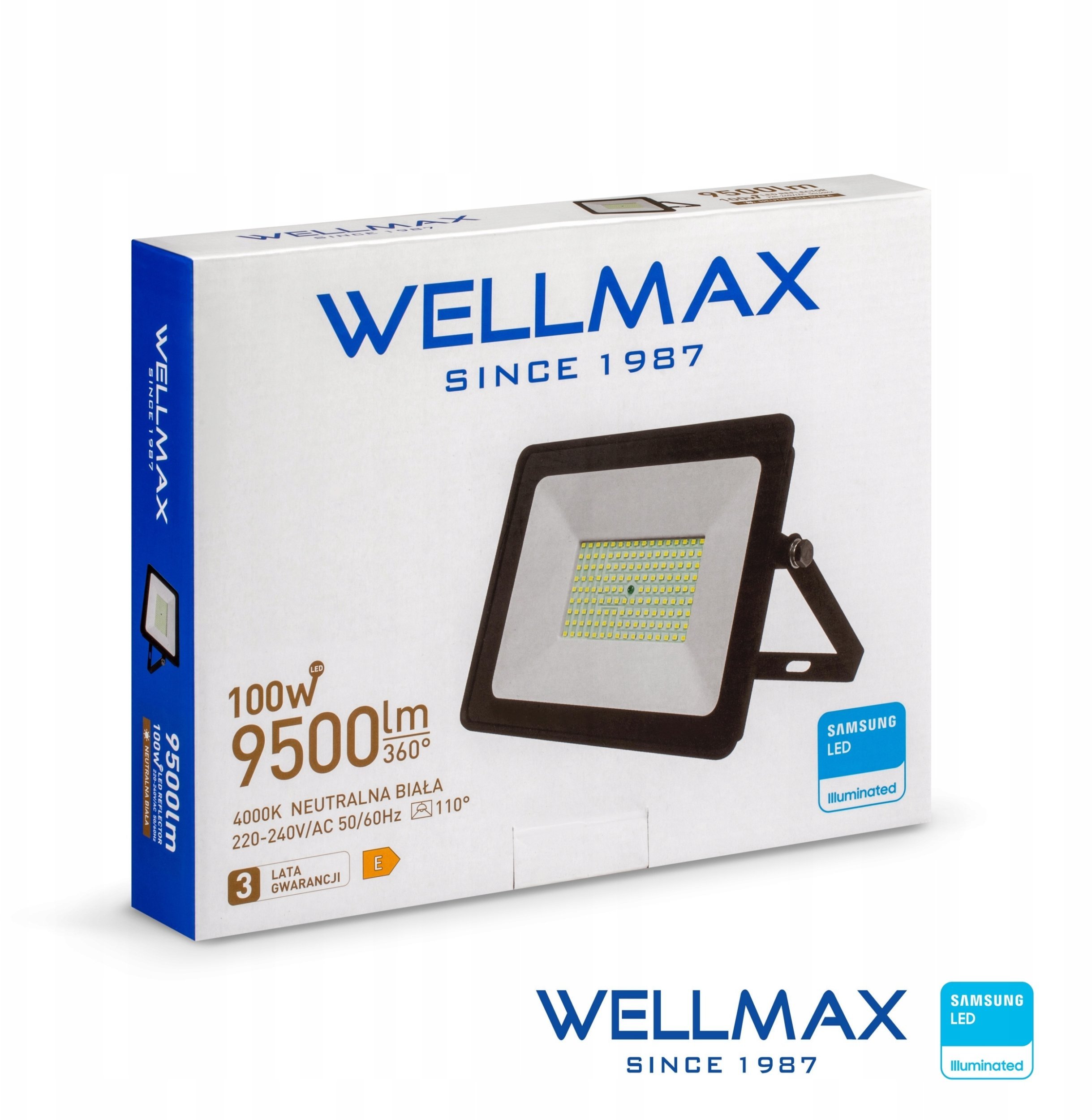 Naświetlacz LED 100W 95lm/W 9500lm IP65 Neutralna 4000K SAMSUNG / GOL1FLN100