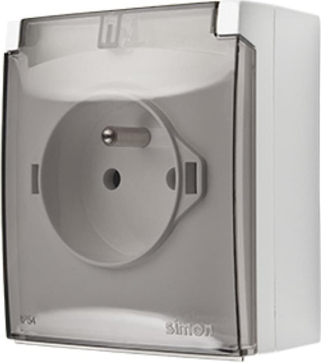 Kontakt-Simon Simon Aquaclick Gniazdo IP44, pojedyncze z uziem., szybkozłącza, klapka transparentna biały ACGZ1C/11A