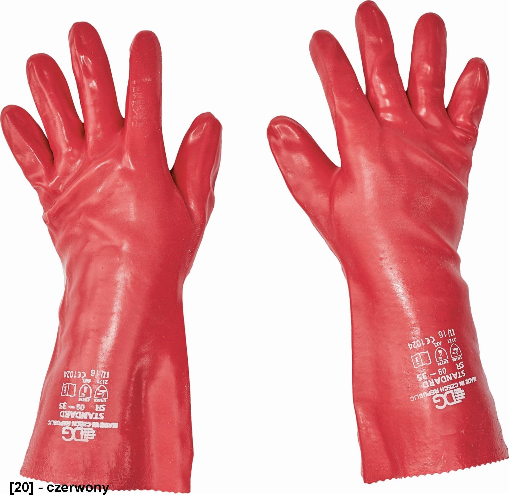 CERVA STANDARD - rękawice chemoodporne - czerwony 10,5