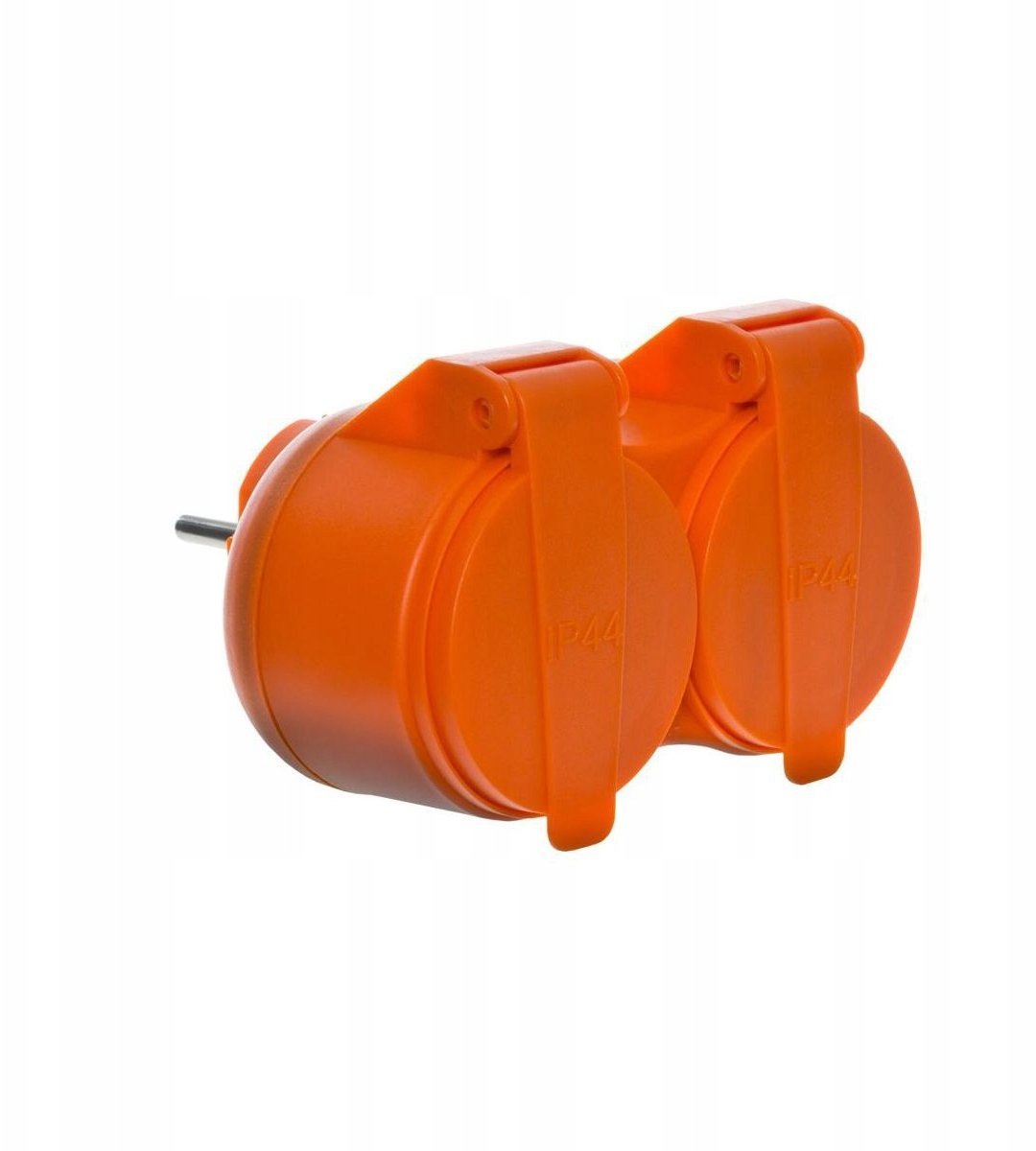 Rozgałęźnik wtyczkowy, podwójny 2x2P+Z, IP44, pomarańczowy 34044