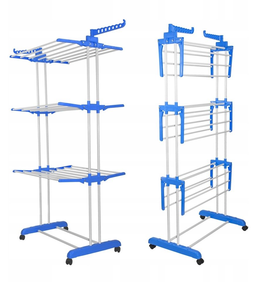 SUSZARKA PIONOWA NA PRANIE DUŻA SKŁADANA BALKON STOJĄCA NIEBIESKA