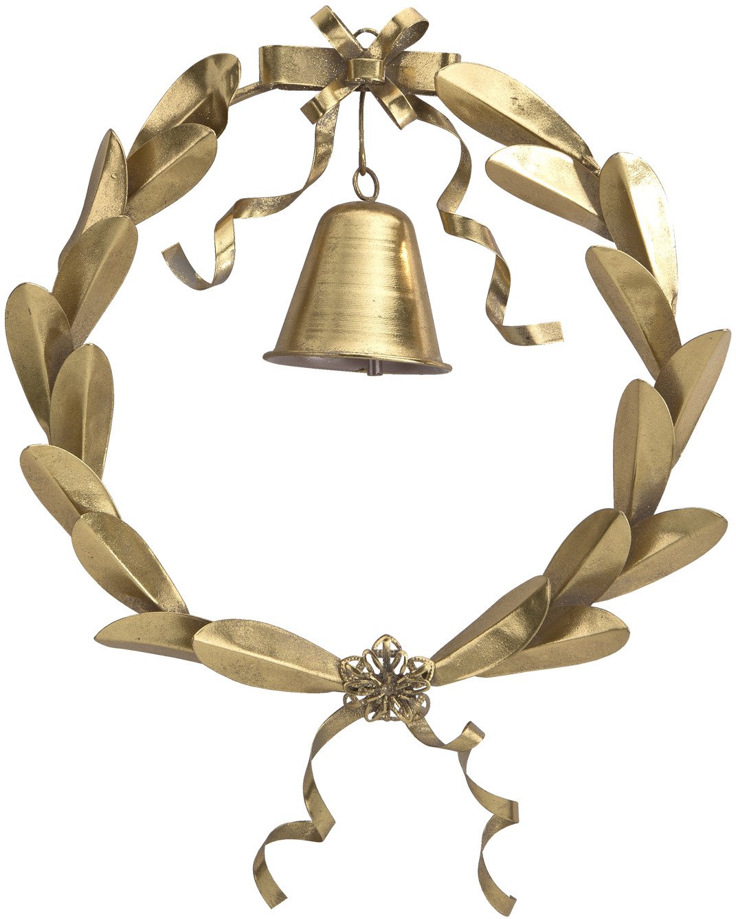 Dekoracja świąteczna Wianek metalowy złoty 38 cm