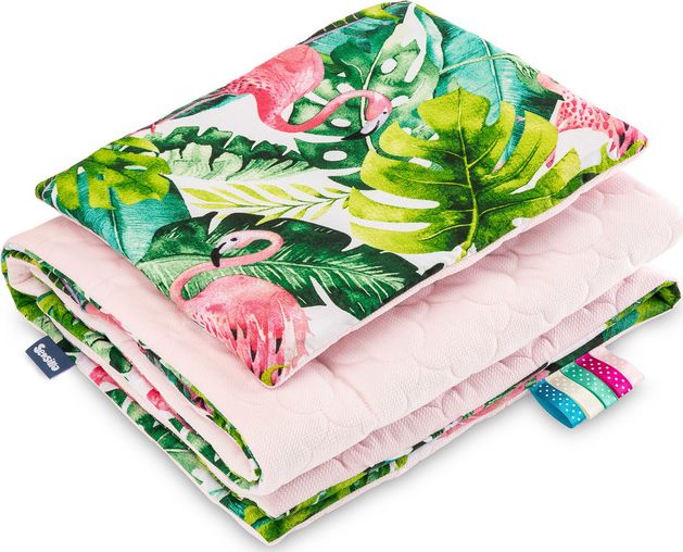 Sensillo Kpl. do wózka Velvet różowy / flamingi Sensillo