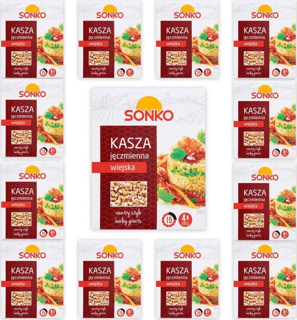 SONKO Sonko Kasza jęczmienna wiejska 400 g (4 x 100 g) x 12 sztuk