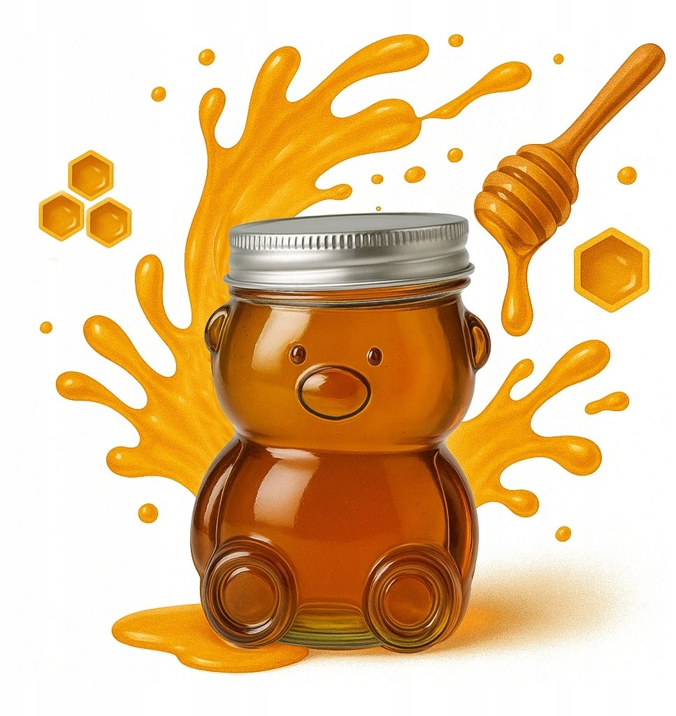 Słoiczek szklany MIŚ 80ml z Zakrętką Na Przetwory Przyprawy Miód Ozdoba