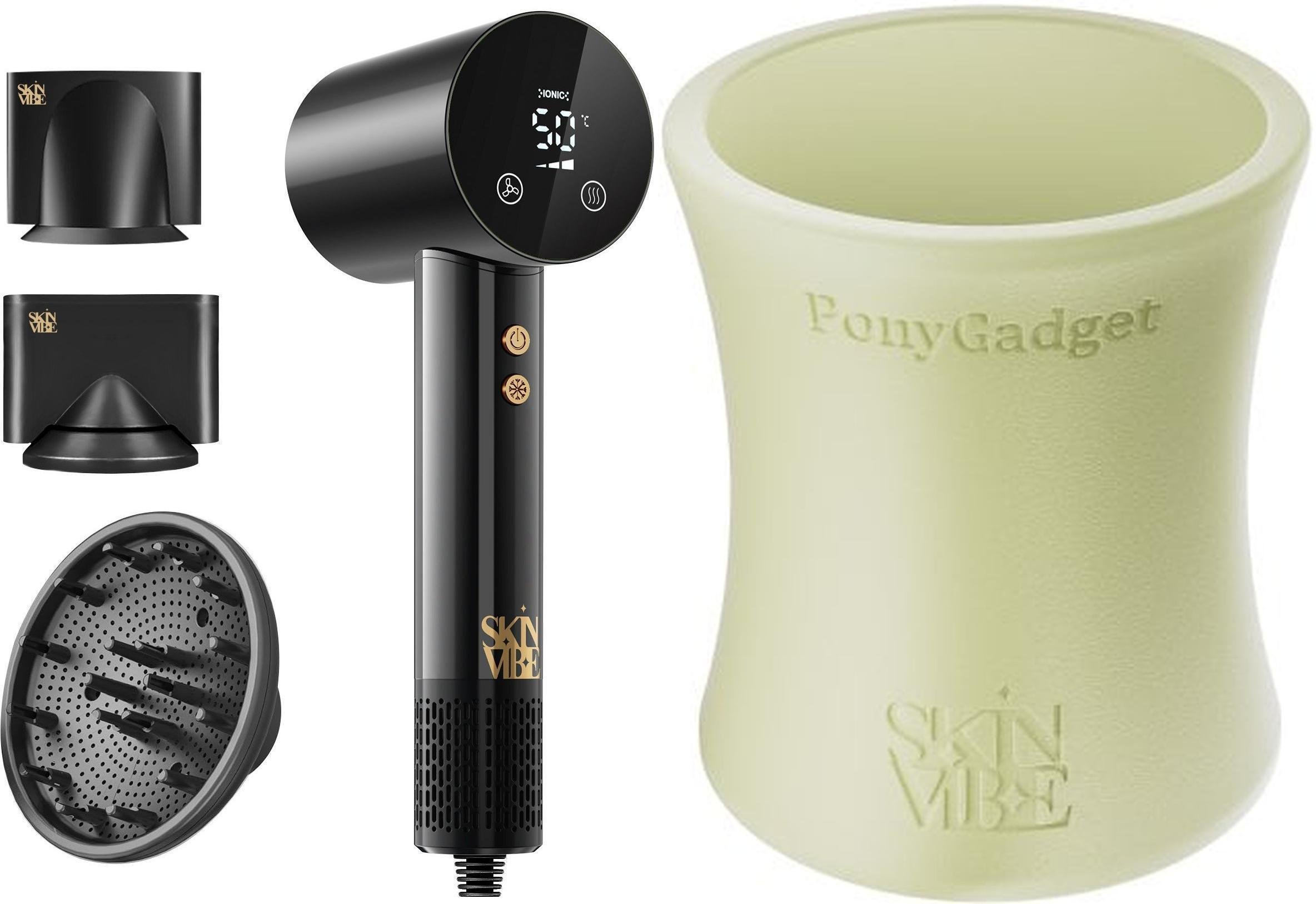 Suszarka SkinVibe SkinVibe Libra AirLoom (SV-002BK) + SkinVibe PonyGadget - Guma do włosów, kremowa, XL (SV-006CR)