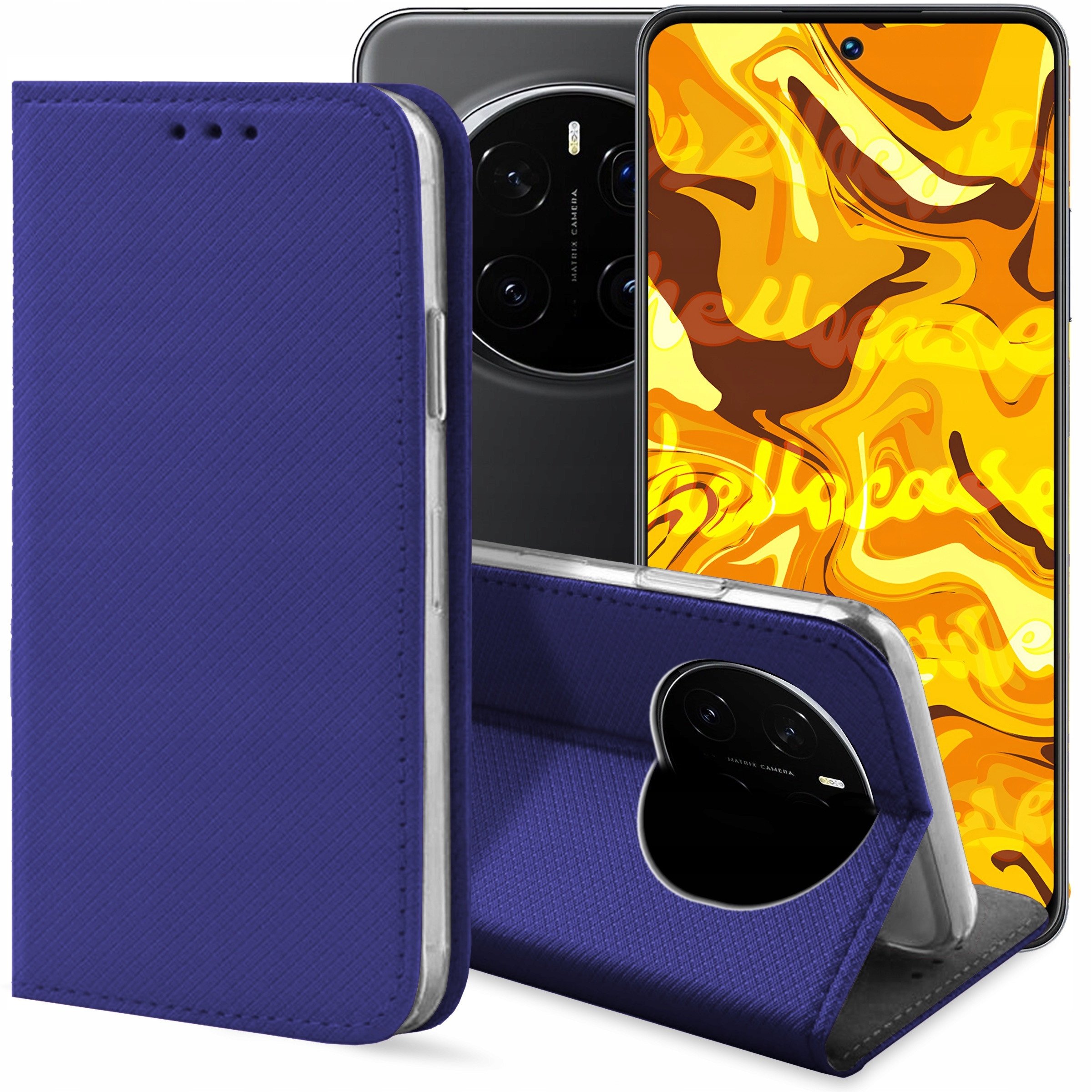 ETUI Z KLAPKĄ DO HONOR MAGIC7 PRO GRANATOWE ZAMYKANE MAGNETYCZNE KABURA