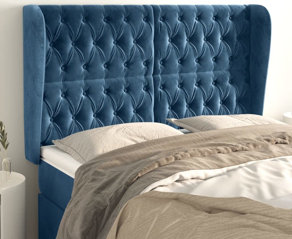 vidaXL vidaXL Zagłówek uszak, ciemnoniebieski, 147x23x118/128 cm, aksamit