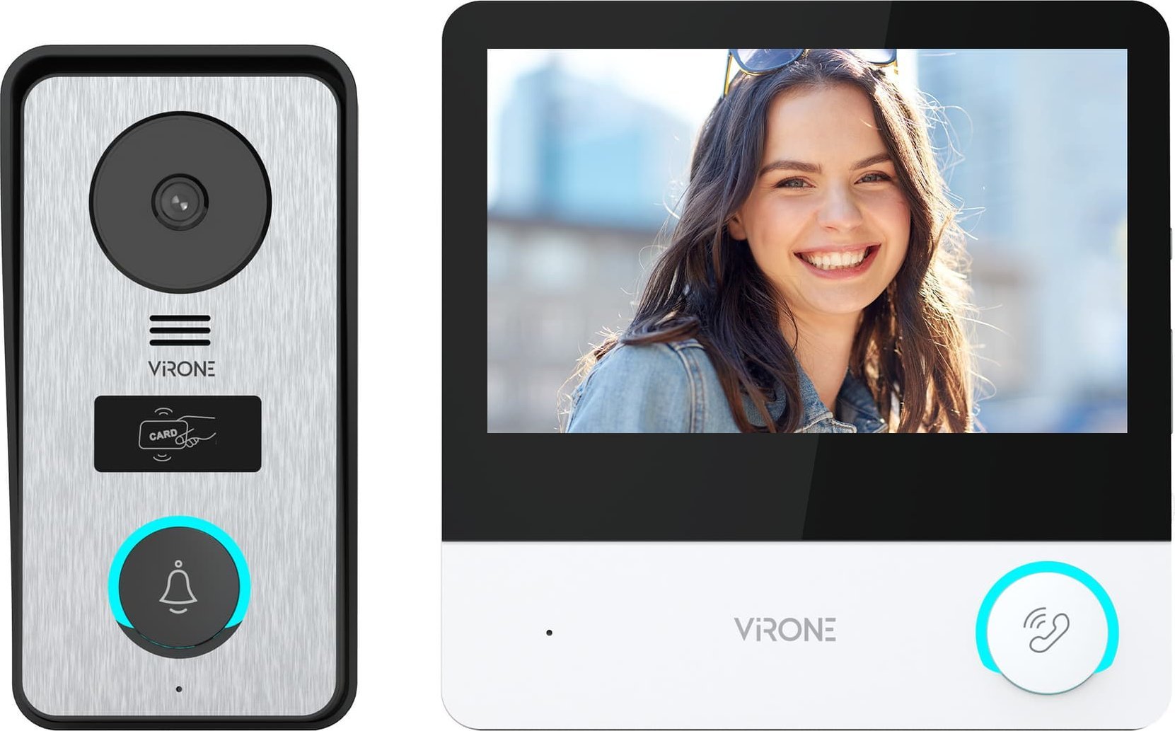 Orno CETI Full HD, zestaw wideodomofonowy jednorodzinny, 4-żyłowy, 7", ekran dotykowy, Full HD, RFID