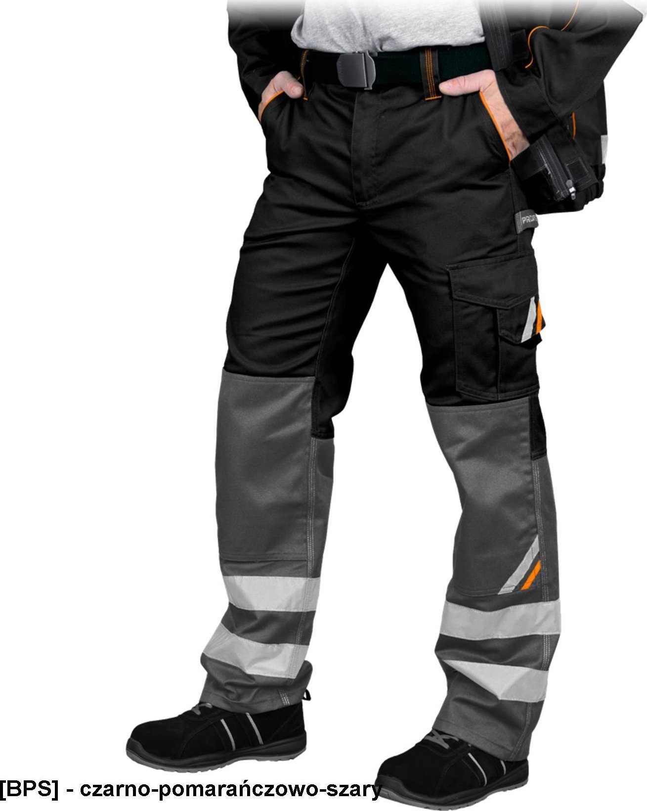 R.E.I.S. PROM-T - Spodnie ochronne do pasa - czarno-pomarańczowo-szary 56